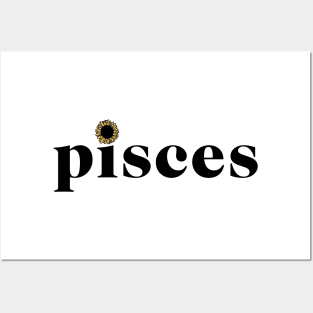 Pisces Sunflower Zodiac Posters and Art